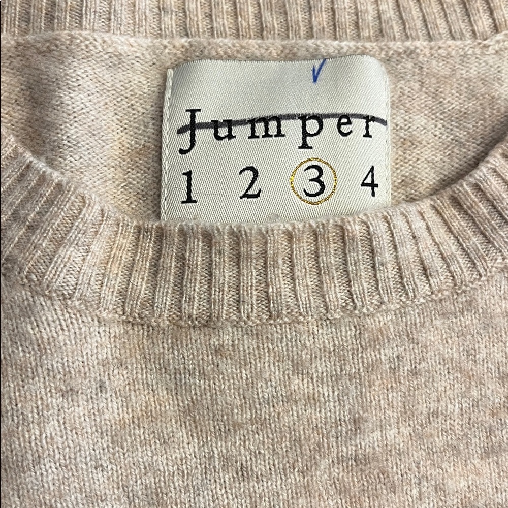 Jumper Not My First Rodeo Size 3 Women's Beige Sweater with Navy Text - Picture 9 of 11